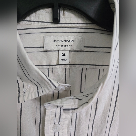 Banana Republic Gray Striped  Men's Untucked  Shirt Long Sleeve XL - Picture 2 of 4